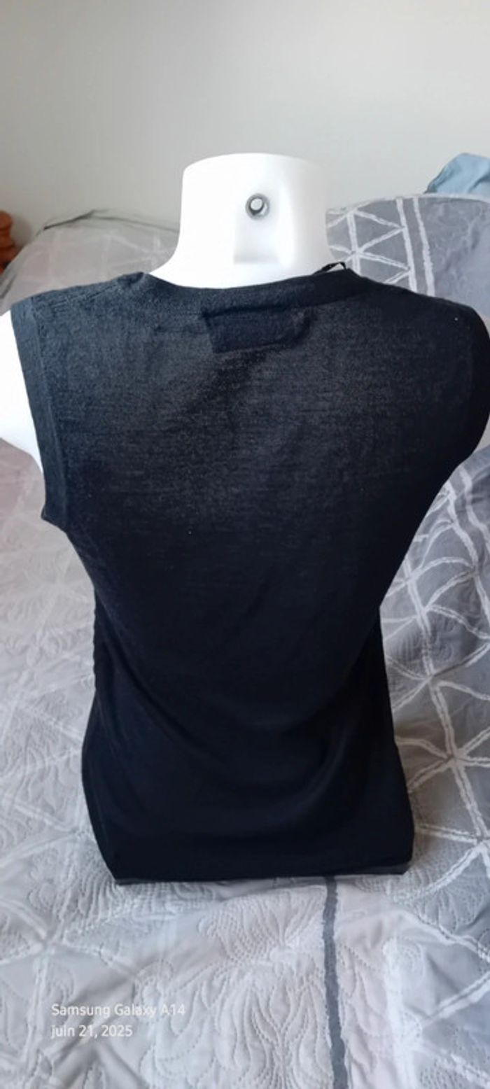 Débardeur long aspect laine avec rayures col rond noir femme M source - photo numéro 9