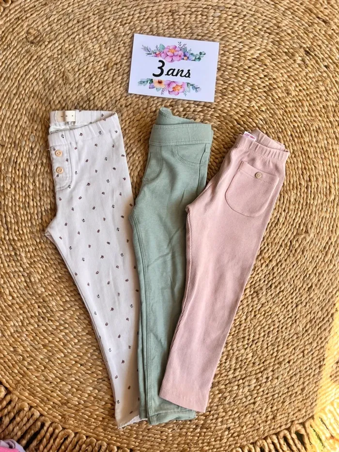 Lot leggings côtelés 3 ans