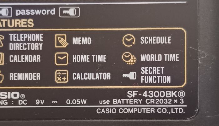 Agenda électronique Casio 32KB Digital Diary SF-4300BK avec fonction secrète - photo numéro 6
