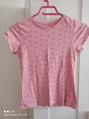 T-shirt rose motif tête de chat