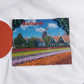 magnet souvenir hollande moulins et champs de tulipes