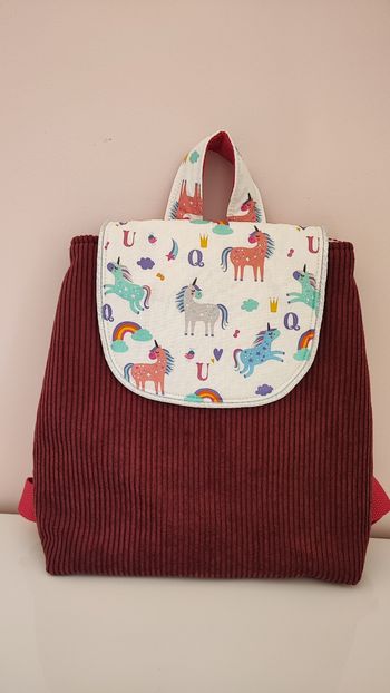Sac à dos enfant imprimé licorne fait main 
