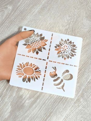 Pochoir fleurs abeille