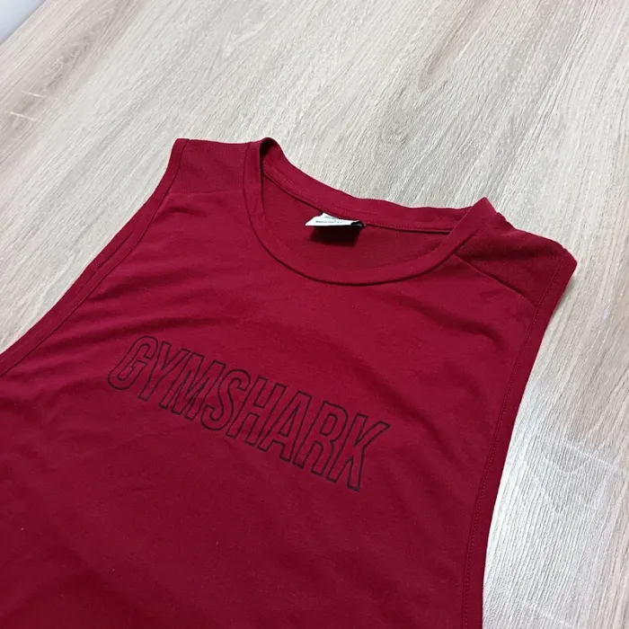 Teeshirt gymshark homme L rouge bordeaux débardeur - photo numéro 3