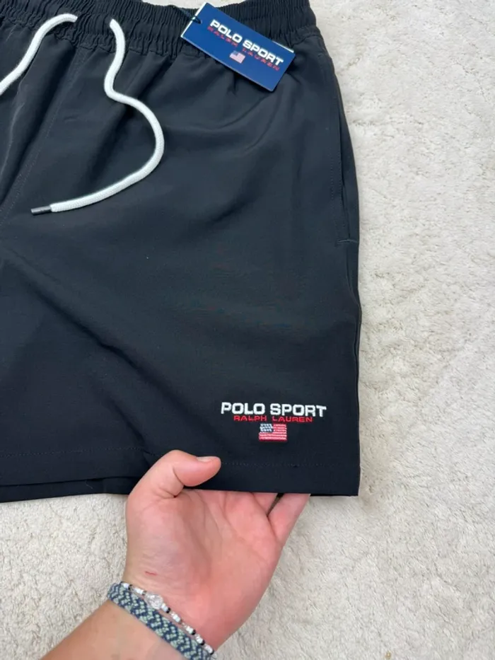 Short de Bain Ralph Lauren Sport Noir Uni Neuf Taille M - photo numéro 3