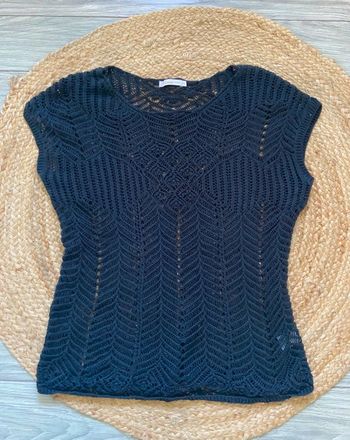 Joli pull d’été noir ajouré crochet Taille M