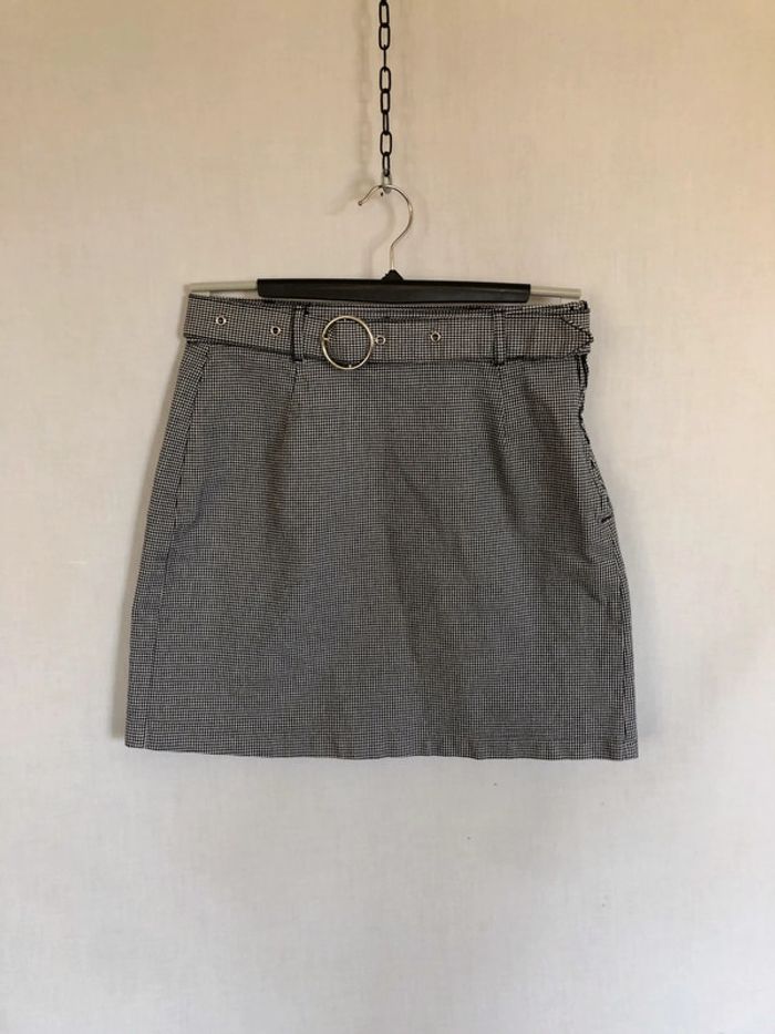 Jupe grise motif pied de poule avec ceinture Divided comme neuve 36 - photo numéro 9