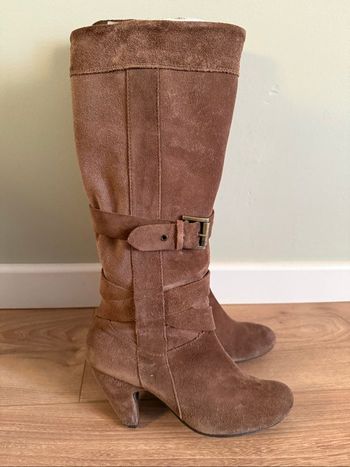 Bottes cuir retourné camel