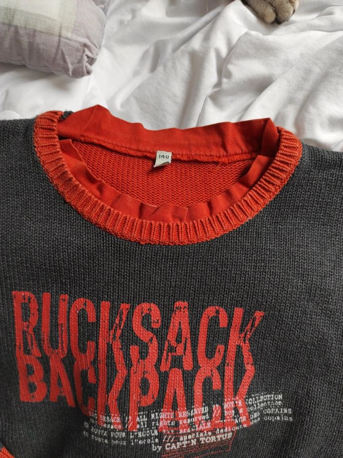 Pull orange et gris anthracite - photo numéro 5