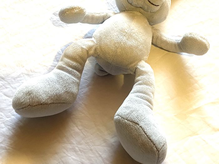 Petit Lapin Bleu Doudou Intérieur Oreilles Museau Blancs Animal Faune Peluche Petits Enfants Bébés - photo numéro 3