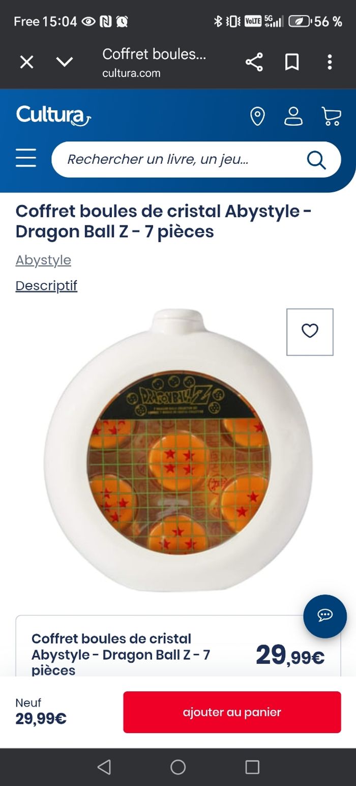 Coffret boule de cristal dragon ball z