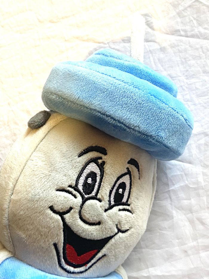 Petite Pince Grise Visage Souriant Chapeau Ceinture Bleues Peluche Petits Enfants Bébés - photo numéro 2