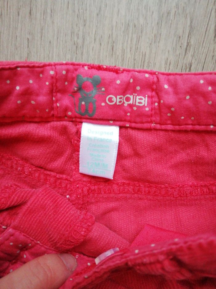 Short velours côtelé framboise rose - photo numéro 3