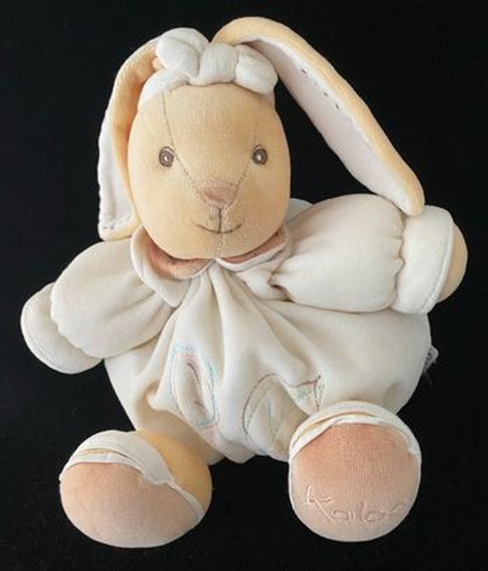 ❤️B5977 Peluche vintage doudou kaloo lapin 1998 -2008 blanc écru beige - photo numéro 2
