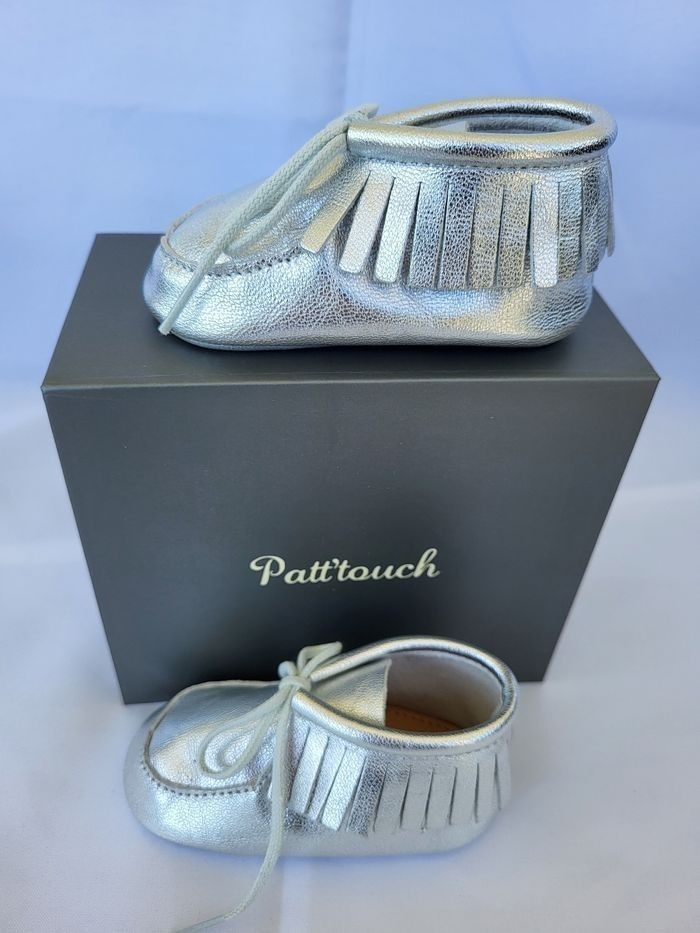 Chaussures bébés fille en cuir argent Point 20 Made in France 🇨🇵 - photo numéro 3