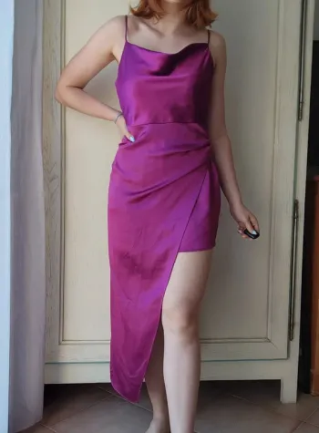 Robe rose fuschia satinée Zara