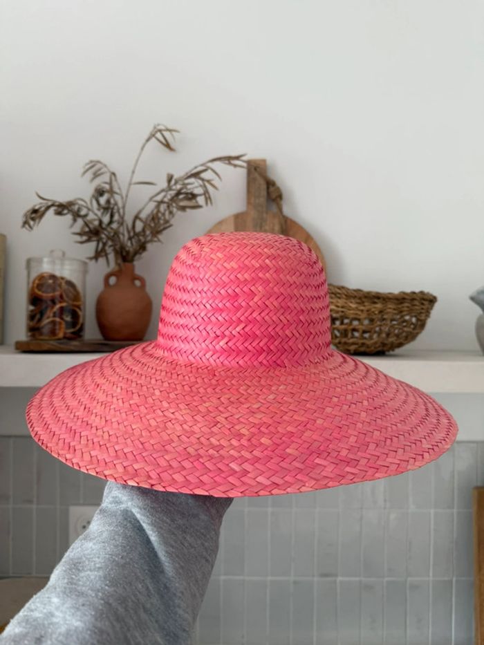 Chapeau paille rose été hut hat Sombrero Cappello hoed Chapéu plage playa vacances raphia - photo numéro 2