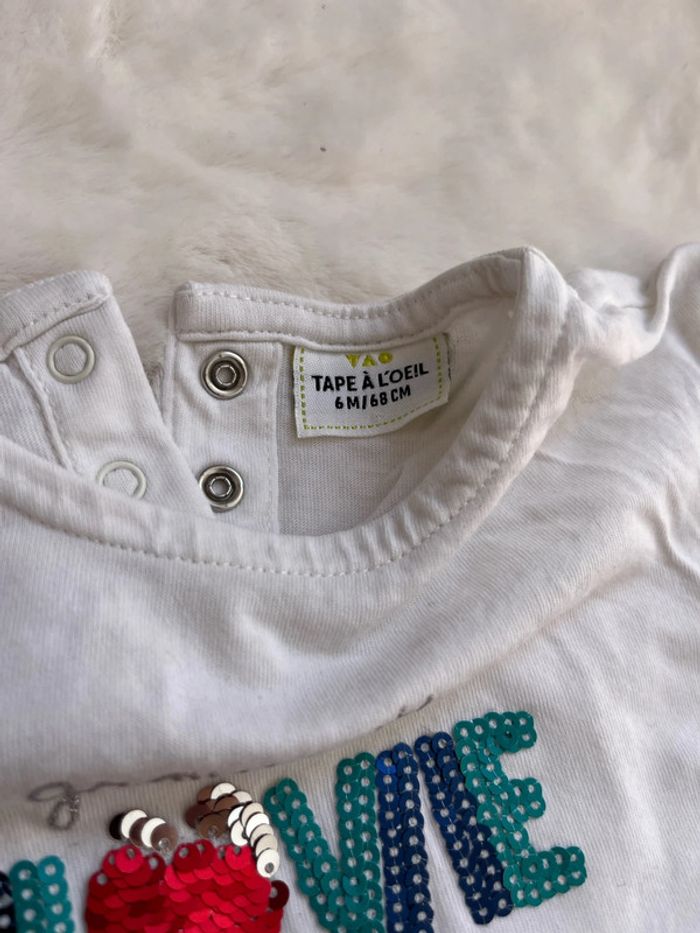 Lot 2 tee-shirts 6 mois bébé fille - photo numéro 4