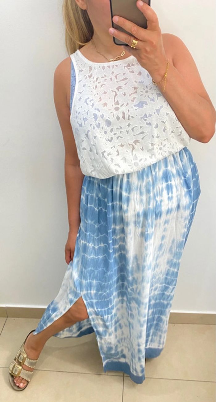 💙Jupe Longue Fendu Bohème Tie and dye Taille Unique - photo numéro 2