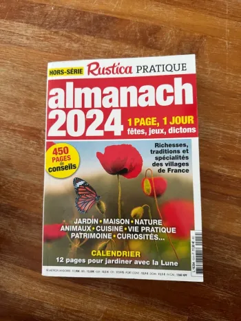 Livre almanach, 2024, une page un jour fêtes , jeu dicton