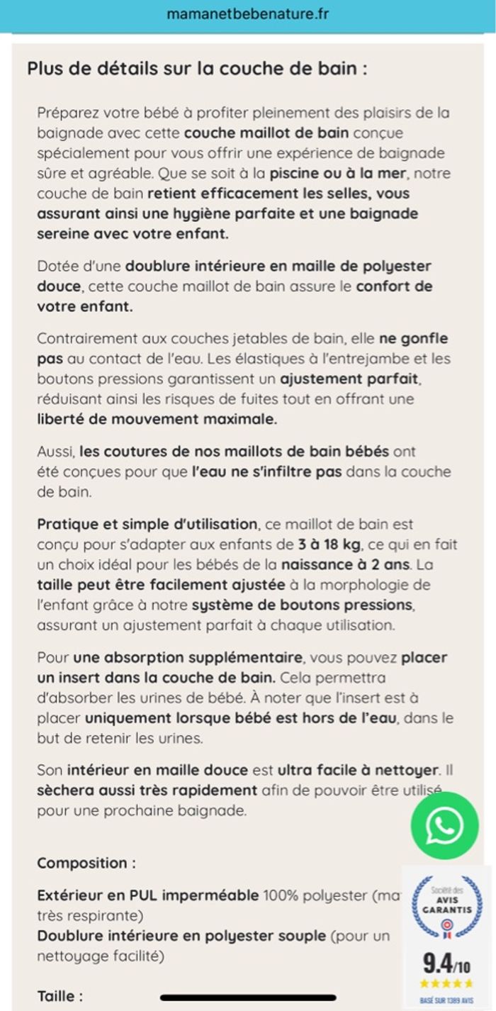 Maillot de bain couche lavable - photo numéro 10