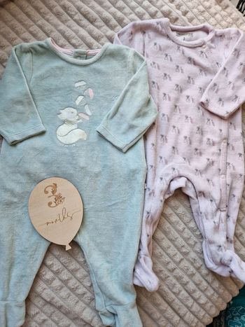 Lot de pyjamas bleu et rose bébé fille 3 mois obaïbi