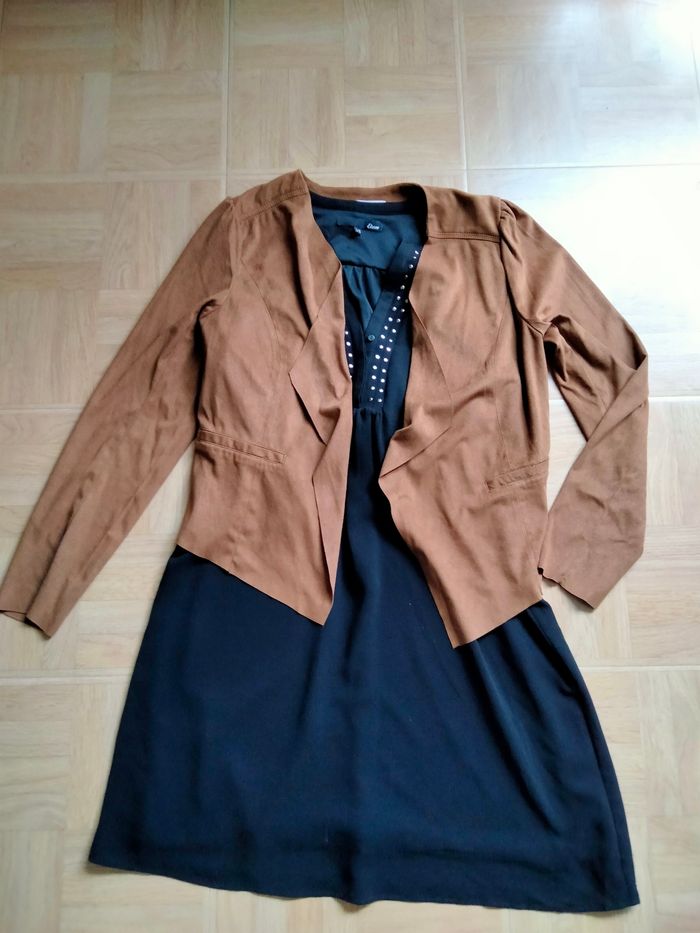 Veste daim Camel cache cache - photo numéro 2