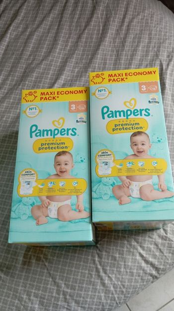 2 cartons Pampers premium protection taille 3