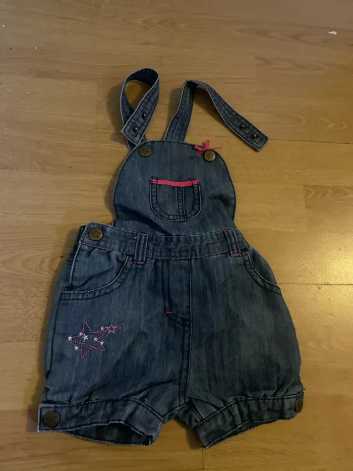 Salopette short en jean souple fille 9 mois Premaman