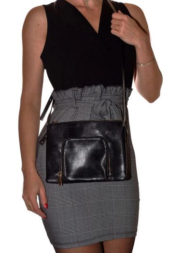 Petite sacoche noire à bandoulière réglable