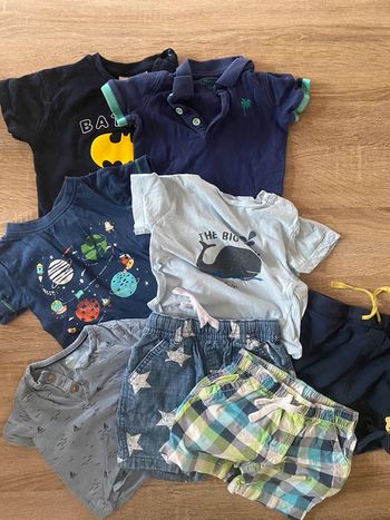 Lot multi marque 8 pièces garçon été 12 mois 5 tee shirt 3 short