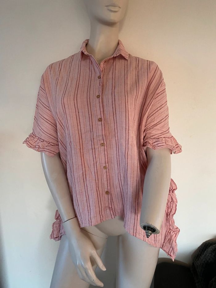 Jolie chemisier loose rose avec couture brillante Karl Marc John taille 34/36