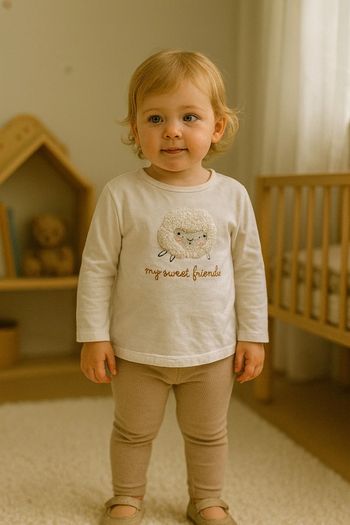 T-shirt mouton beige Kiabi