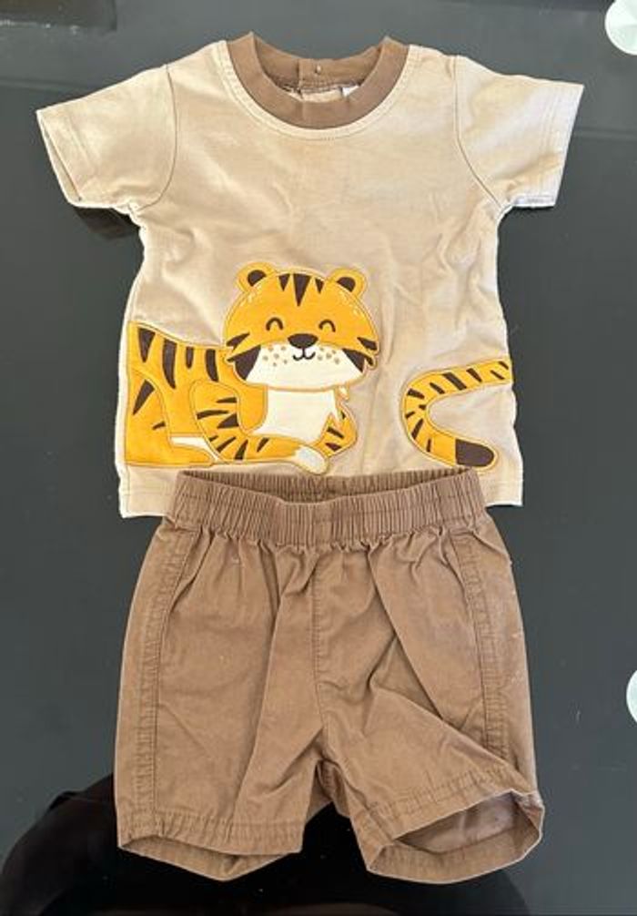 Ensemble t-shirt + short tigre 3mois garçon