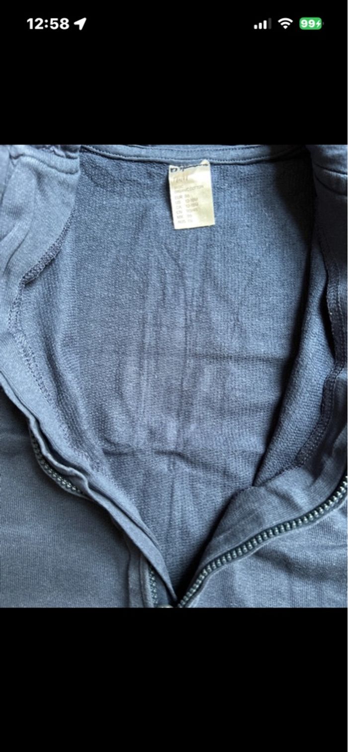 Sweat zippé uni marine H&M unisex - photo numéro 5