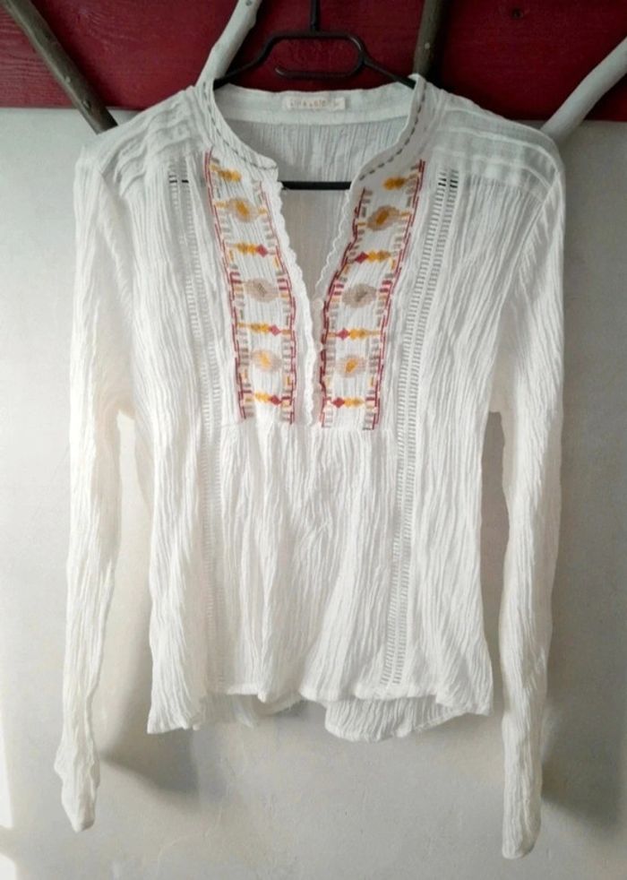 Tunique à manche  longues  blanc creme taille S
