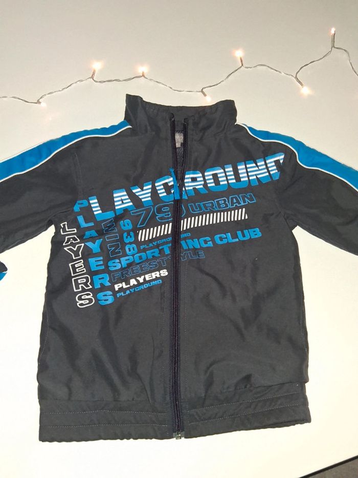 Veste de sport gris avec écritures bleu - photo numéro 3