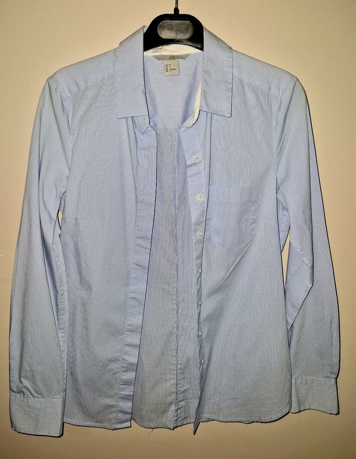 Chemise rayée bleu clair et blanche 34 neuve - photo numéro 2