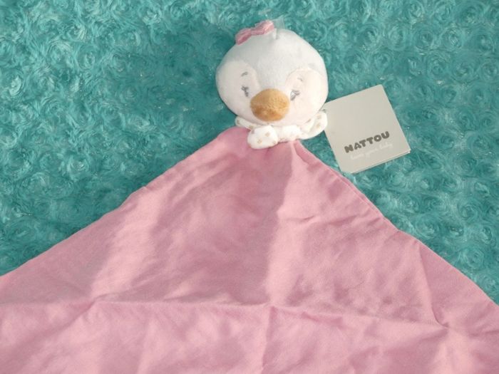 Doudou Plat pingouin oiseau Sasha Nattou rose 🐧 Neuf - photo numéro 2