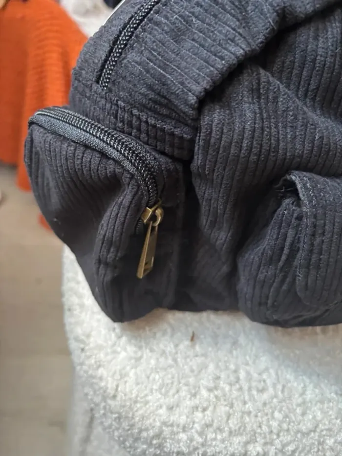 Sac à main noir en velours côtelé - photo numéro 4