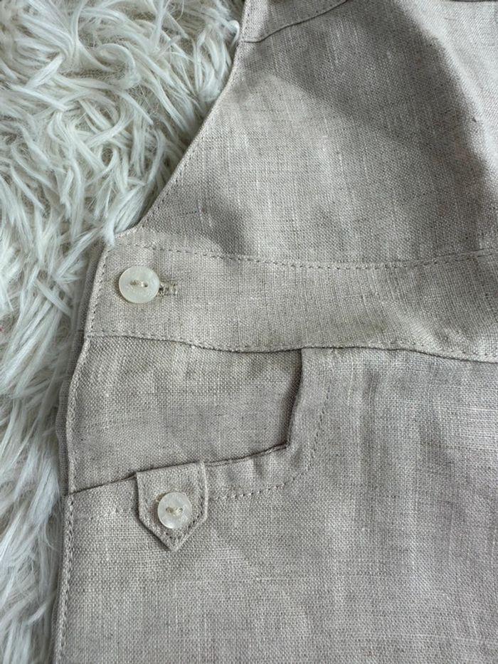Salopette courte en lin beige tartine et chocolat taille 18 mois - photo numéro 2
