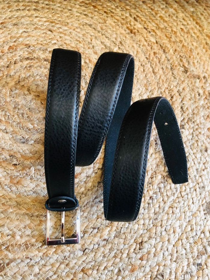 Ceinture homme cuir noir neuve black leather belt - photo numéro 2