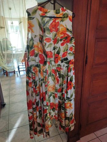 Robe longue blanche fleurie taille S/36 vintage dress floral