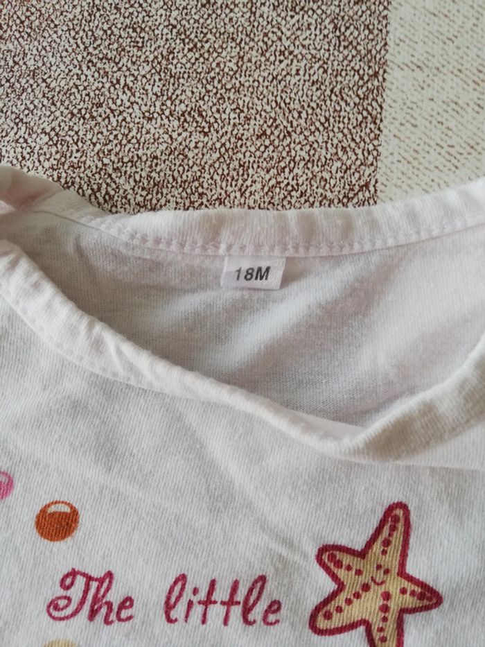 Tee shirt manches courtes blanc coquillages 18 mois - photo numéro 2