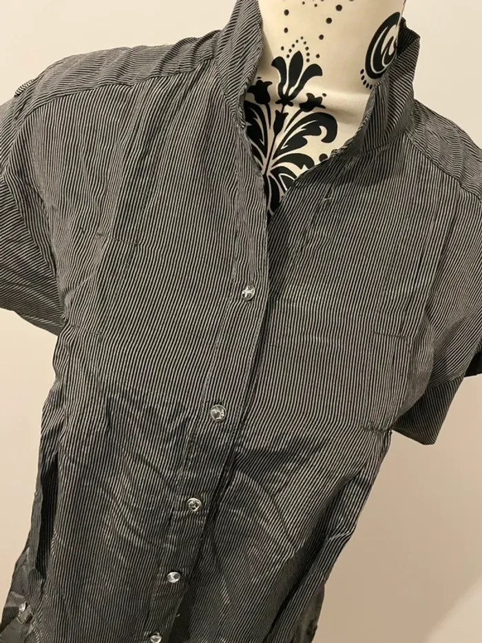 Robe chemise noire rayée Tolentino – Taille S - photo numéro 2