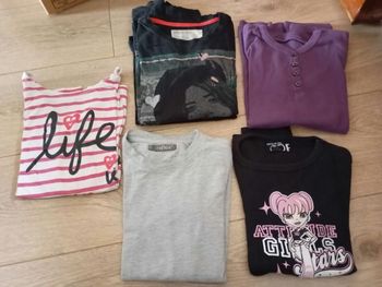 Lot de 5 tee shirts manches longues 10 ans fille