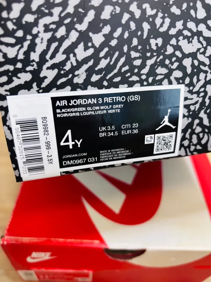 Nike Air Jordan 3 Rétro Green Glow T36 - photo numéro 8