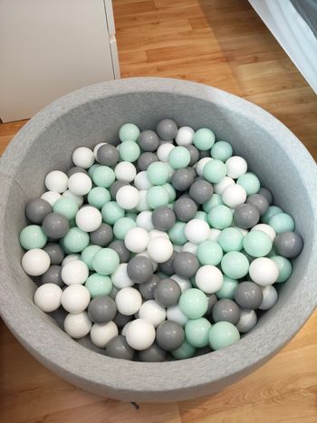 Piscine a balles kiddymoon menthe gris et blanc 197 balles 
