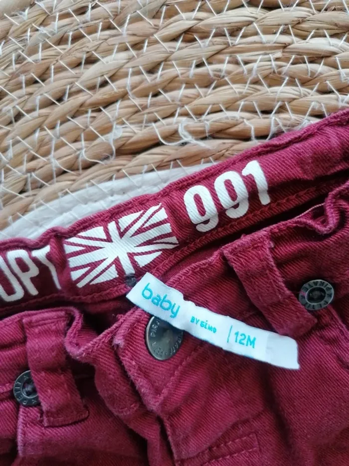 Pantalon bordeaux - Gémo - 12 mois - photo numéro 2