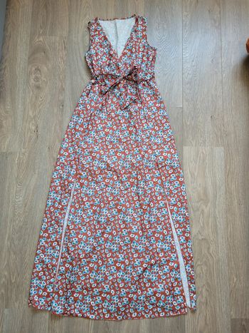 Robe longue terracotta fleurie